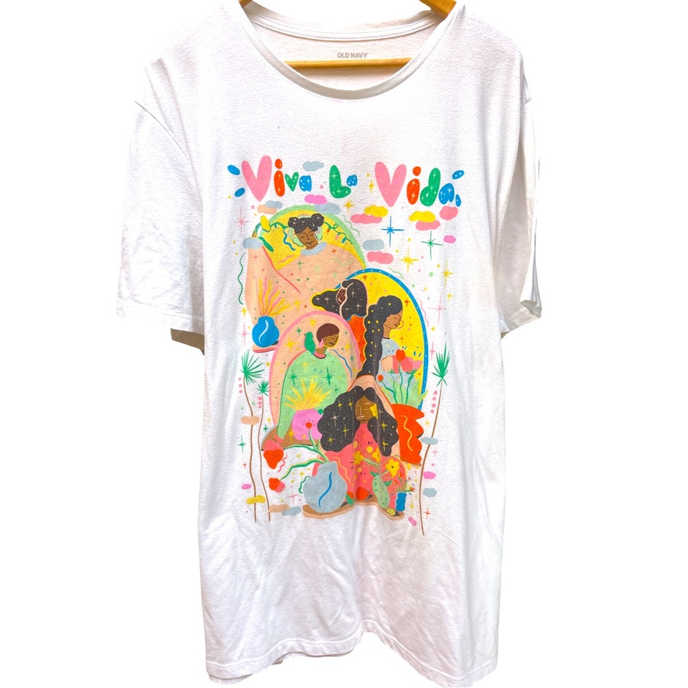 Old Navy White Cotton Blend Graphic Tee Viva La Vida XXXL Tall (3 for $12 item)